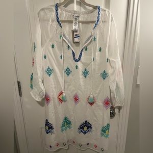 NWT Tommy Bahama Watercolor Ikat Split-Neck Tunic XL
